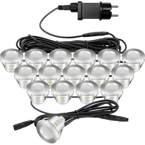 Kit de 16 Projecteurs LED Encastrables Extérieur, Blanc Chaud IP67 Étanche, pour Jardin, Terrasse, Piscine, Escaliers et Décoration Intérieure/Extérieure