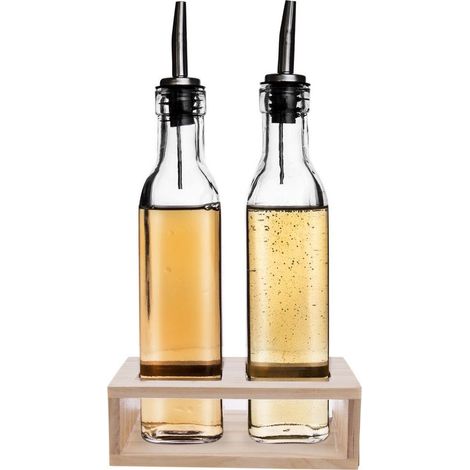 2 bottiglie di vetro per dispenser di olio e aceto, supporto per dispenser di olio e aceto (1/5)