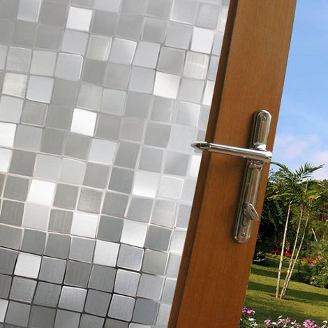 Antistatische, klebstofffreie Fensterfolie, mattiert, blickdicht, Sonnenschutzfolie für Badezimmer, Schlafzimmer, Wohnzimmer, 3D-Großmosaik