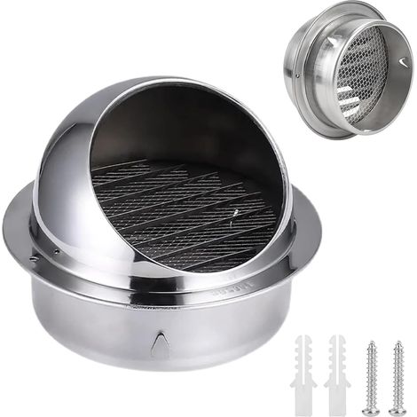 120 mm Grille d Aeration, Grille de Ventilation, Grille Ventilation Aeration Exterieur, Grille Aération Extérieur, Grille d'Aération Ronde, Contre Les Intempéries avec Moustiquaire (1/5)