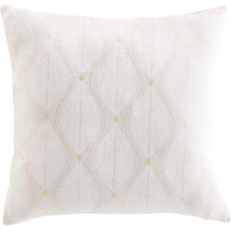 Coussin Imprimé Métallisé "Maho" 45x45cm Blanc (1/4)