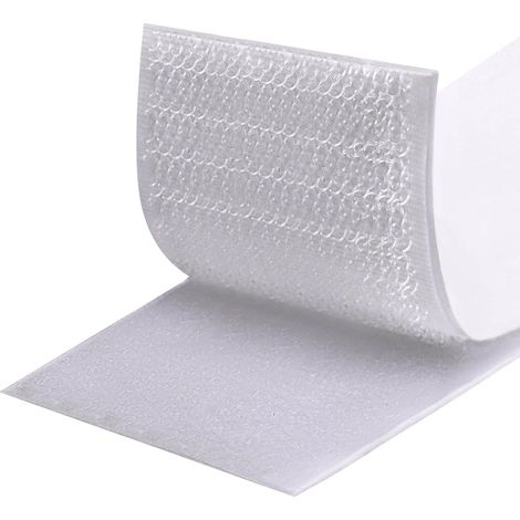 Scratch Autocollant Double Face, Rubans Adhésifs, Bande Agrippantes Adhésives, Hook Loop Bande pour Tous Les Types D'installations Cadre Photo (Blanc, 50 mm x 5 m) (1/5)