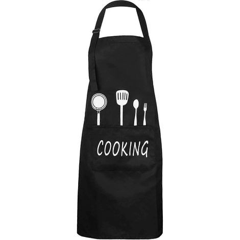 Tablier de cuisine unisexe imperméable avec 2 poches et sangle de cou réglable. (1/5)