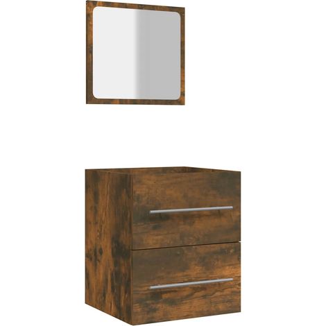 Armoire de salle de bain avec miroir Chêne fumé 41x38,5x48 cm (1/5)