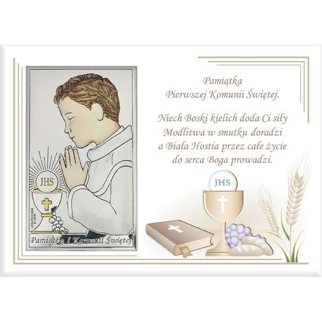 Imagen souvenir de la Primera Comunión para niño, plateado, colorido 18x13  Tamaño: 18x13 cm  Color: Blanco  SKU: VL859/4LBICOL