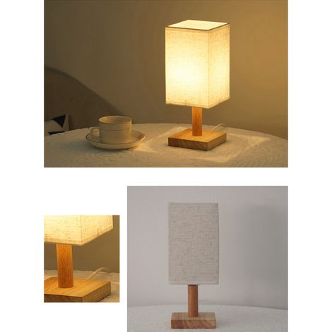 Nordische Tischleuchte aus Massivholz, USB-Fernbedienung, LED-Nachtlicht für Schlafzimmer, Wohnzimmer, Arbeitszimmer, Ferienhaus, feste Helligkeit, cremeweiß, warmes Modell (nicht die Farbe der Lichtq (1/4)