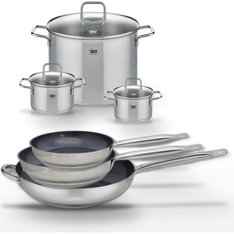 Lot de 3 Poêles céramique 24/28/32 cm Elo Profi Therm Platinum et 3 Faitouts Elo Citrin (1/5)