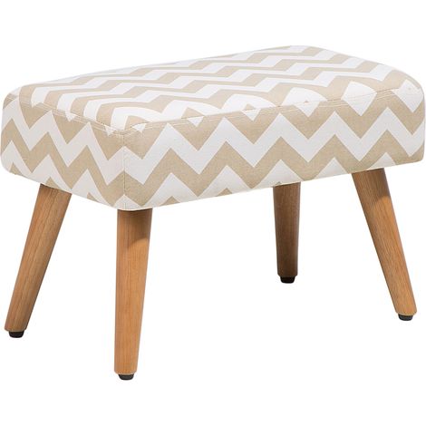 Reposapiés de algodón beige madera clara blanco 50 x 30 cm patas de madera Takoma