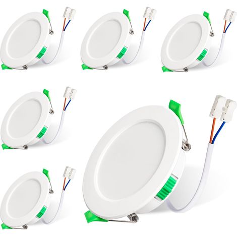 Faretto da incasso a LED, faretto da soffitto 230V 7W, confezione da 6 faretti da bagno impermeabili IP44, faretto LED extra piatto 3000K 4000K 6500K per bagno, cucina, soggiorno, corridoio, foro Φ67-