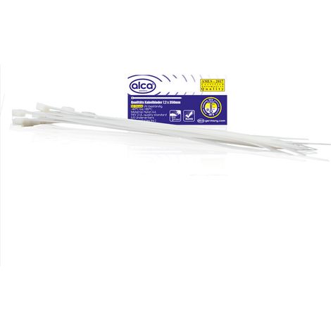 alca® Kabelbinder 7,2350mm 50 St. weiß 55 kg Zugfestigkeit UV-beständig für Innen- und Außen Kabelbefestigung Nylon temperaturbeständig
