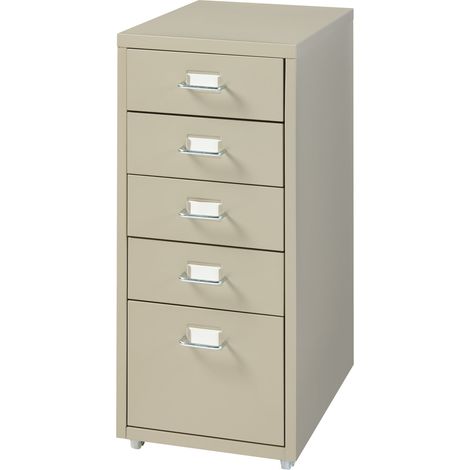 Mobiletto/contenitore per ufficio su ruote con 5 cassetti 69 x 28 x 41 cm colore cammello 030009100