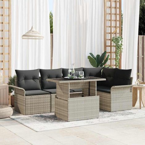 Set Divano da Giardino 6 pcs Grigio chiaro polyrattan vidaXL (1/5)