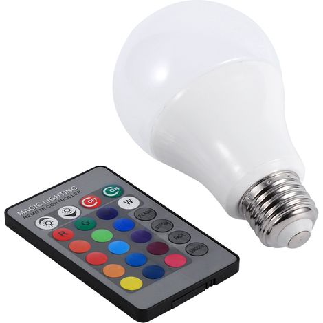 Ampoule Led RGB - 10W E27 E14 B22 E26 - 85V-265V Avec Télécommande 16 Couleurs - Usage Domestique Et Commercial - 1 Pièce (1/4)