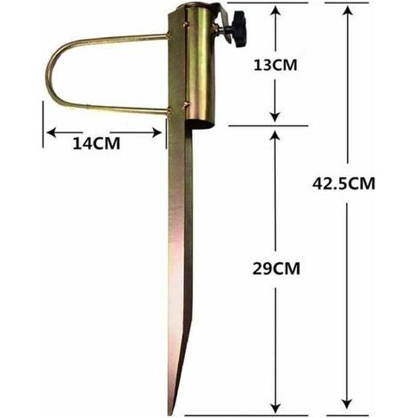 Pied de parasol de plage, support en métal robuste, insert au sol, mât de drapeau, support de sable/herbe, piquet d'ancrage pour parasol de terrasse, mât de drapeau, canne à pêche (1/5)