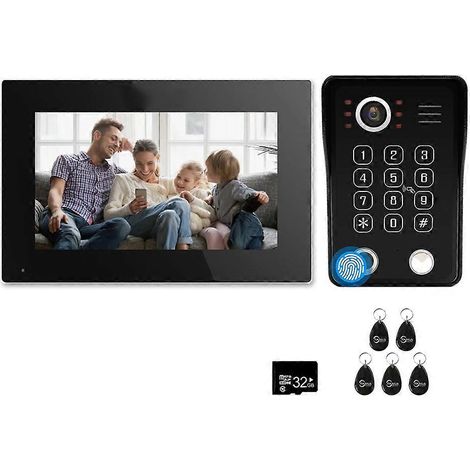 Interphone vidéo Tuya Smart 1080p avec déverrouillage par empreinte digitale, sonnette vidéo et caméra de surveillance Wi-Fi (prise US). (1/5)