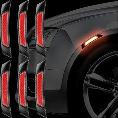6 Pack Car Reflective Trim Carbon Fiber Side Decals Stickers Car SUV Pickup Truck Wheel Exterior Decoration Door Reflective Strips (1/5)