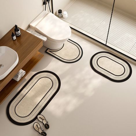 LAN Roman Manor Duschmatte (40 x 60 cm), WC-Matten-Set (3-teilig), Eingangsmatte, Kieselgurmatte, saugfähig und rutschfest (1/5)