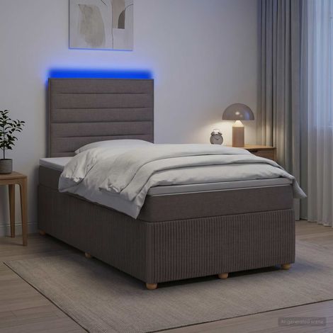 vidaXL Lit boxspring LED avec matelas Taupe 120 x 200 cm Tissu (1/5)