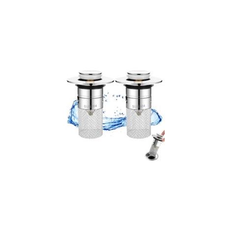 Bonde de Lavabo Pop-Up Universelle 32 mm (2 Pcs) – Bouchon d’Évier Anti-Colmatage en Inox 304, Panier Filtrant Amovible, Étanche & Anti-Fuite – Compatible Trous 34–40 mm (1/5)