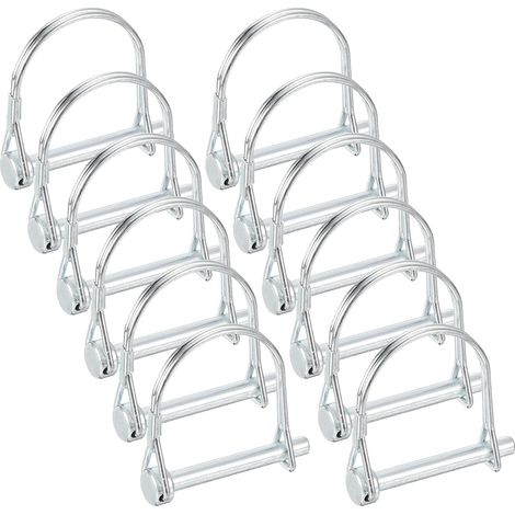 12pcs Goupille D'Attelage 1/4" x 2" M6.3 Goupille De Sécurité  À Verrouillage Fil, Pour Remorques Agricoles, Pour Attelages De Tondeuse, Pour Tracteur De Jardin, Pour Kayak Bateau (1/5)