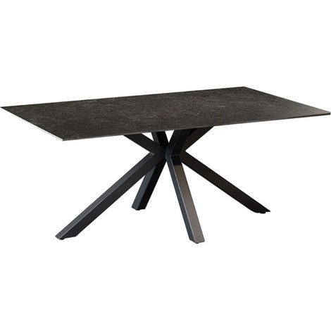 Couchtisch SOLARA 100 cm in anthrazitgrauer Keramik mit schwarzem Sternfuß aus Metall (1/5)