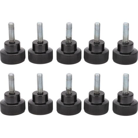 10 vis à main moletées à tête ronde, écrou de serrage, noir M6x25x20 (1/5)