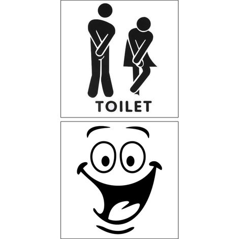 1 Toilettenaufkleber + 1 Aufkleber mit lächelndem Gesicht, Toilettenkennzeichnungs-/Dekorationsetiketten