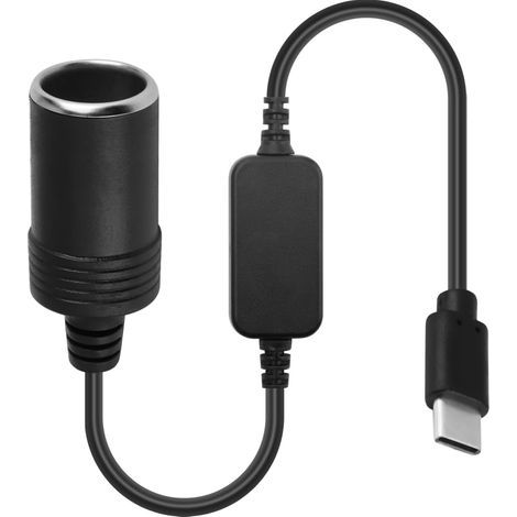 Câble adaptateur USB-C vers allume-cigare 12 V pour enregistreur de conduite, GPS, radar de vitesse, éclairage d'ambiance de voiture (1/5)