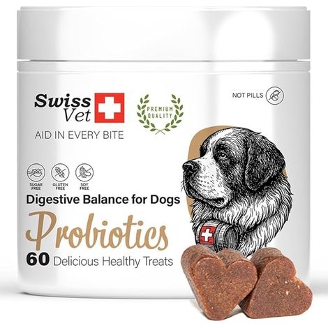 SwissVet – Probiotique Chien en bouchées tendres – avec inuline de chicorée et Bacillus velezensis – Soutien de la santé intestinale, Digestion et immunité – friandise pour Chiens - 60 Pièces (1/5)