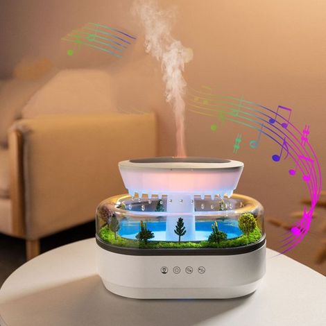 Difusor de aromaterapia con diseño de paisaje，difusor de aromaterapia con diseño de gotas de lluvia，blanco (1/4)