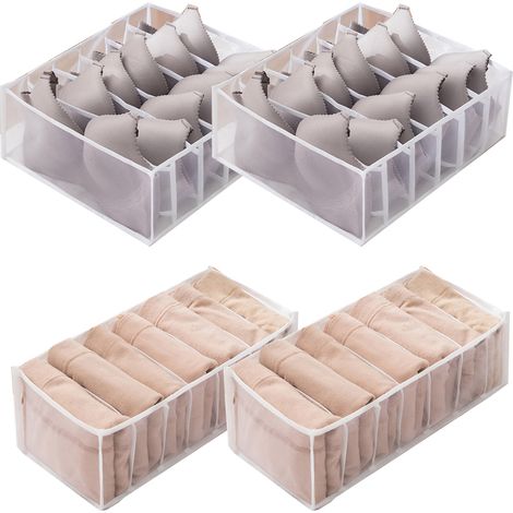 Drawer Organiser Divider - Transparent Flexible Mesh - For Underwear Makeup Socks Ties - 4 Pieces (1/5)