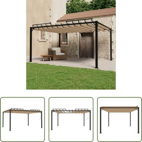 Pavillon - Pergola mit Lamellendach 3x4 m Taupe Stoff und Aluminium (1/5)
