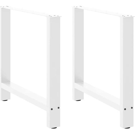 Set di 2 gambe per tavolo da pranzo in acciaio 70 x 72-73 cm design moderno con piedini regolabili bianco 020057549
