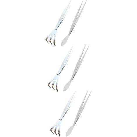 Pinzas para bonsái de acero inoxidable, 6 unidades. Pinzas espátula para manualidades. Pinzas multiherramienta para bonsái con hoja. Herramientas manuales de jardinería. (1/5)