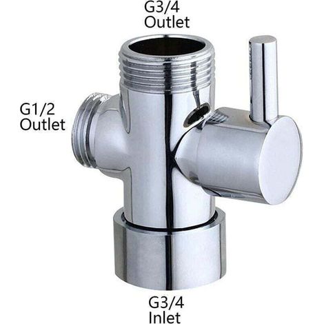 Vanne d'inversion Vanne d'inverseur Vanne d'inverseur Vanne à trois voies pour WC Salle de bain Cuisine Pommeau de douche à main et pommeau de douche fixe, pièce de rechange universelle pour système (1/4)