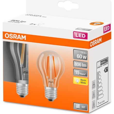 Osram - led retrofit classic a 60 - 7w / 827 e27 - 2 pz. - 4058075330191 - 4058075330191 (1/5)
