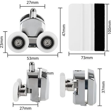 FOREHILL 8 Schiebetürrollen für Duschen – 23 mm Durchmesser, Zinklegierung – Ersatz-Doppelrollen für Badezimmer mit Befestigungsmaterial und Abzieher (1/4)