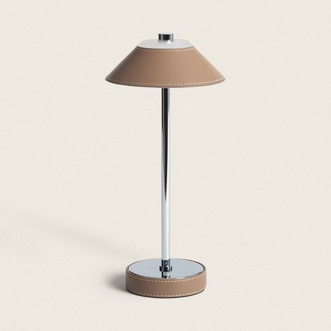 Lámpara de Mesa LED Portátil Cuero y Metal con Batería USB Recargable Tyu Limer Marrón (1/5)