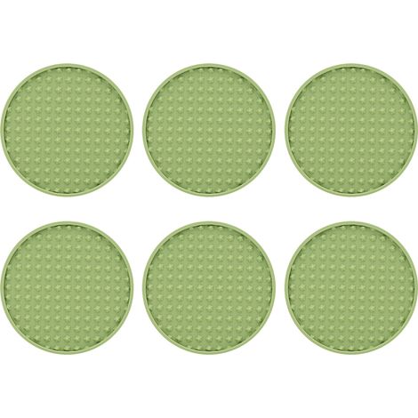 6 dessous de verre en silicone, 10x10 cm, noir/gris/vert, résistant à la chaleur, lave-vaisselle, anti-dérapant, pour table en bois/verre/pierre (1/5)
