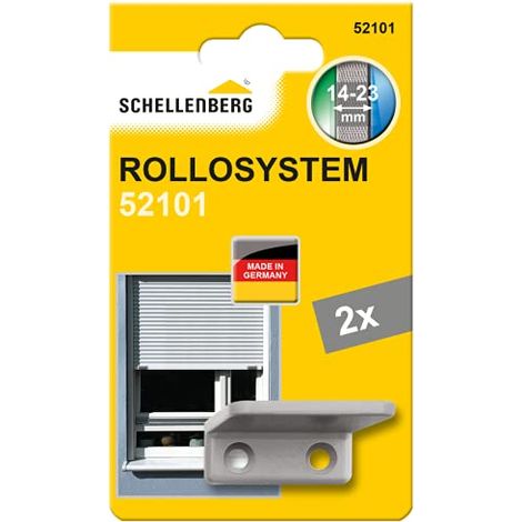 Schellenberg 52101 Angolo di arresto per tapparelle avvolgibili, bimpedisce la completa retrazione della tapparella, 2 pezzi, viti incluse, grigio (1/3)