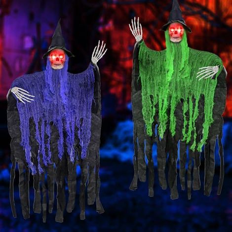 Décoration Halloween - NIKCORP - Fantômes Suspendus - 2 pièces - LED clignotants - Résistants intempéries (1/4)