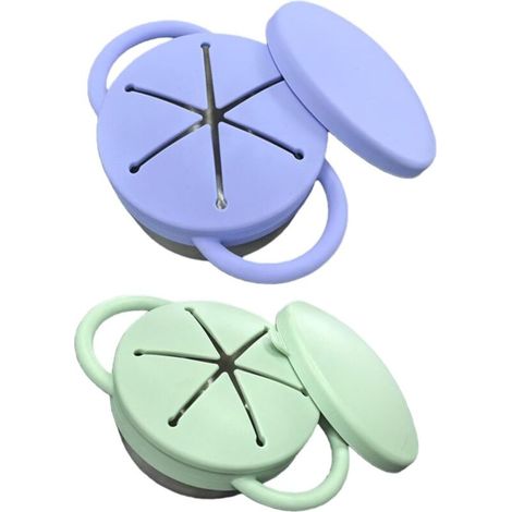 Set aus 2 Edelstahl-Snackschalen mit auslaufsicheren Deckeln und ergonomischen Griffen. Edelstahlschalen (1/3)