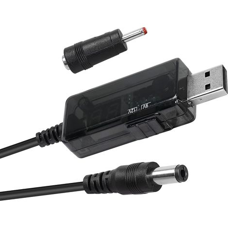 Câble Step Up USB 5 V vers 9 V/12 V 0,8 m USB vers 9 V, 5 V vers 12 V Convertisseur de tension Step Up avec prise CC 5,5 x 2,1 mm (3,5 x 1,35 mm) (1/5)
