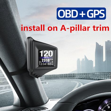 GARRYFIZH Affichage tête haute pour voiture, compteur intelligent OBD+GPS HD, outil de diagnostic de compteur de vitesse, élimination des codes d'erreur OBD, adapté à tous les véhicules