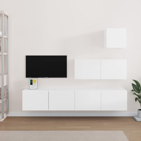 Ensemble de meubles TV 4 pcs pour Salon - Armoire TV Blanc Bois d'ingénierie BV999711 - BonneVie (1/5)