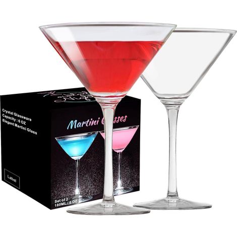 Verre à cocktail Martini en cristal soufflé bouche, set de 2, 180ml (1/5)