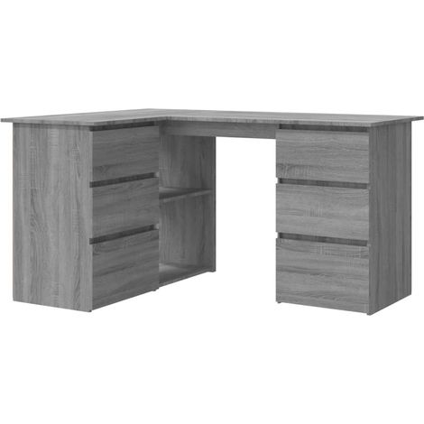 vidaXL Eckschreibtisch Sonoma Grau 145x100x76 cm Ingenieurholz