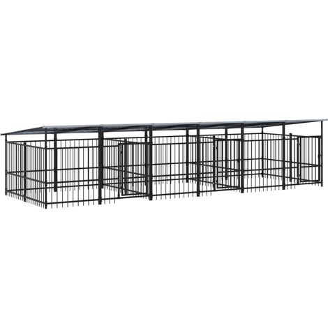 Maison Exclusive - Chenil d'extérieur avec toit pour chiens Acier 11,26 m²
