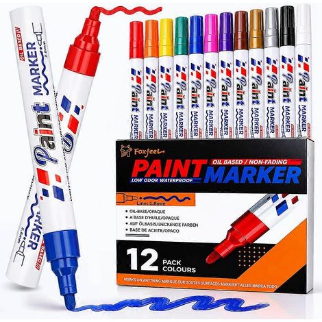 Marqueurs à peinture à base d'huile, imperméables et permanents, pour le bricolage industriel, 12 couleurs (1/5)