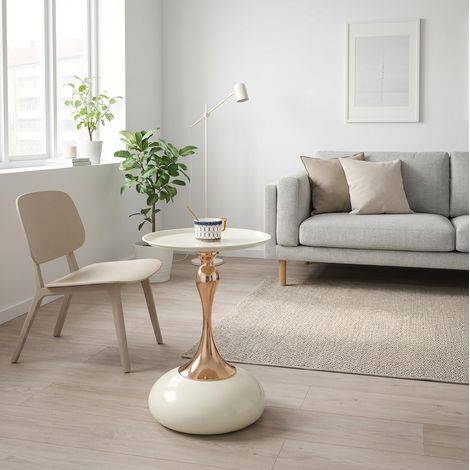 Table d'appoint Ronde avec Plateau et Base en Métal, pour Salon et Chambre, 44 × 41 × 20 cm (1/5)
